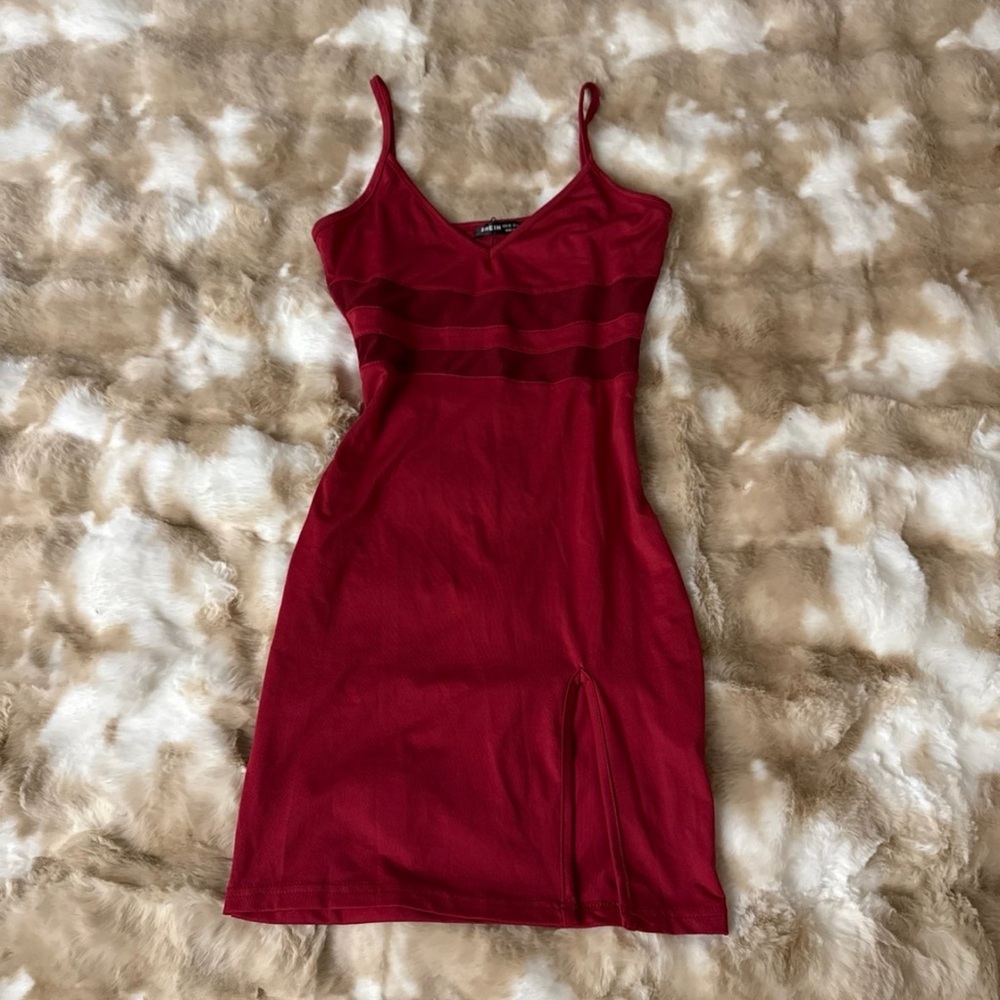 Red Sleeveless Dress with Slit
